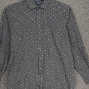 Polo Ralph Lauren Button up shirt Mens 1XB Big‎ 1X Grey Diamond Print Preppy L/S